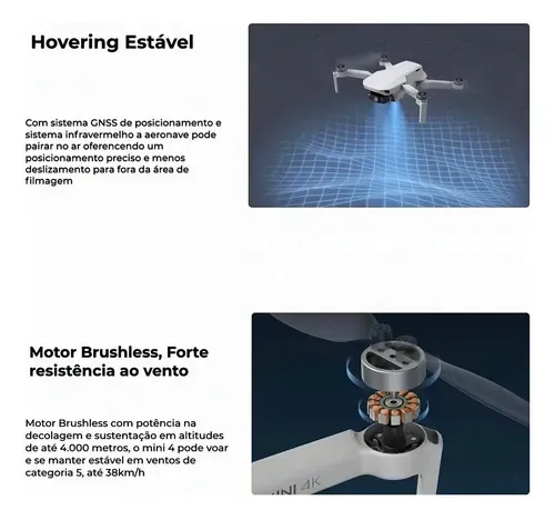 Detalhe frontal da câmera 4K acoplada ao gimbal mecânico de 3 eixos