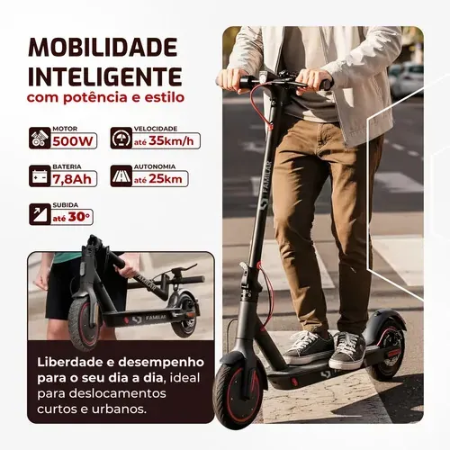 Painel digital LCD no guidão do patinete com velocímetro e nível de bateria