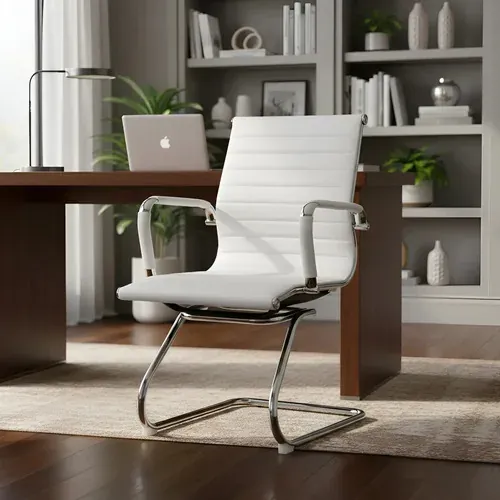 Cadeira de escritório ergonômica Or Design Madrid branca com estrutura cromada