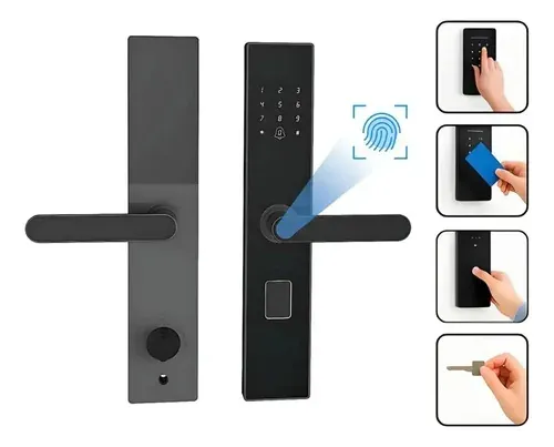 Fechadura digital biométrica inteligente Tuya com painel touch em vidro temperado